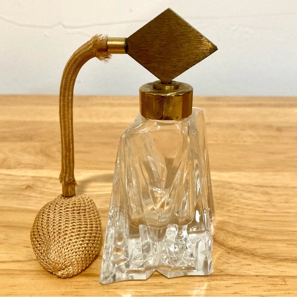 Vtg 1950s Crystal Perfume Spray Bottle Atomizer I.W Rice & Co. Japan Poor Shape - Picture 5 of 15